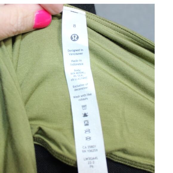Lululemon Modal-Blend Open-Back Long Sleeve Shirt Olive Green Size 8 - Picture 4 of 4
